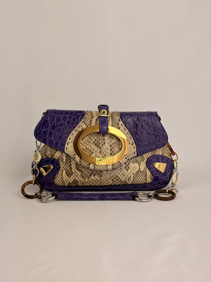 Dolce & Gabbana snakeskin shoulder bag in purple and beige