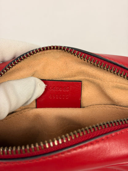 Gucci GG Marmont Small Matelassé Leather Camera Bag - Red