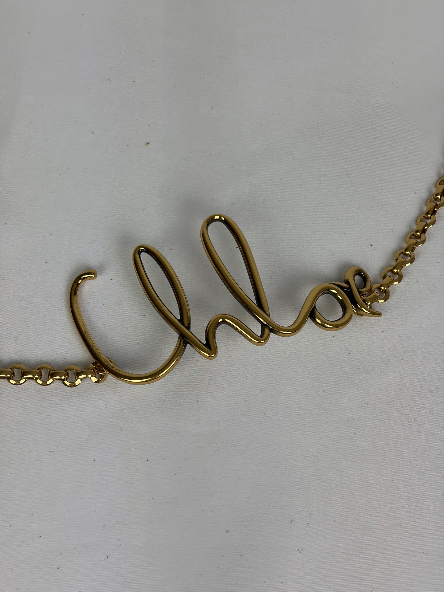 Chloé Gold-Tone Script Logo Chain Belt