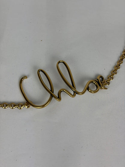 Chloé Gold-Tone Script Logo Chain Belt