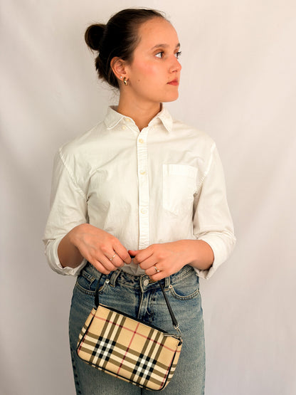 Burberry Vintage Check Canvas Mini Baguette Bag