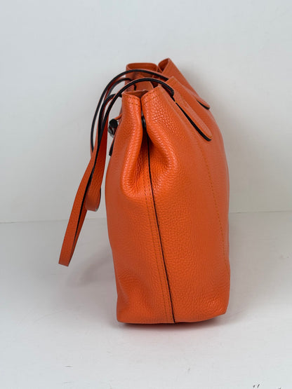Longchamp Roseau Essential Tote Grained Leather Orange