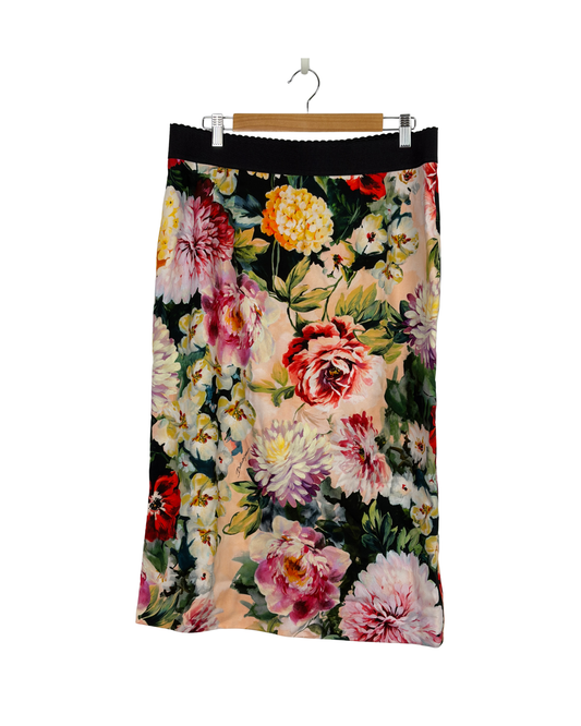Dolce & Gabbana Silk Floral Print Pencil Skirt - 50 IT