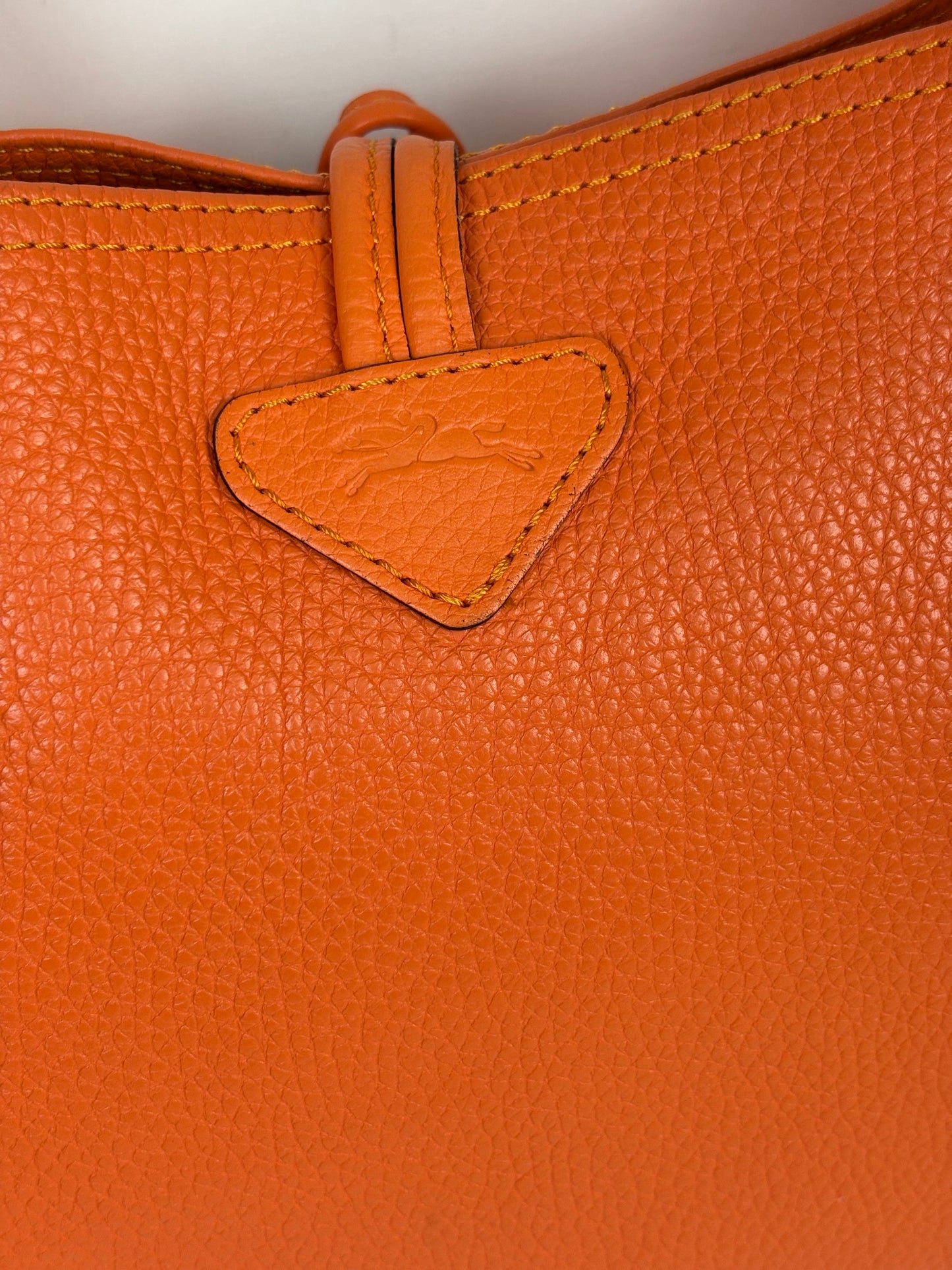 Longchamp Roseau Essential Tote Grained Leather Orange