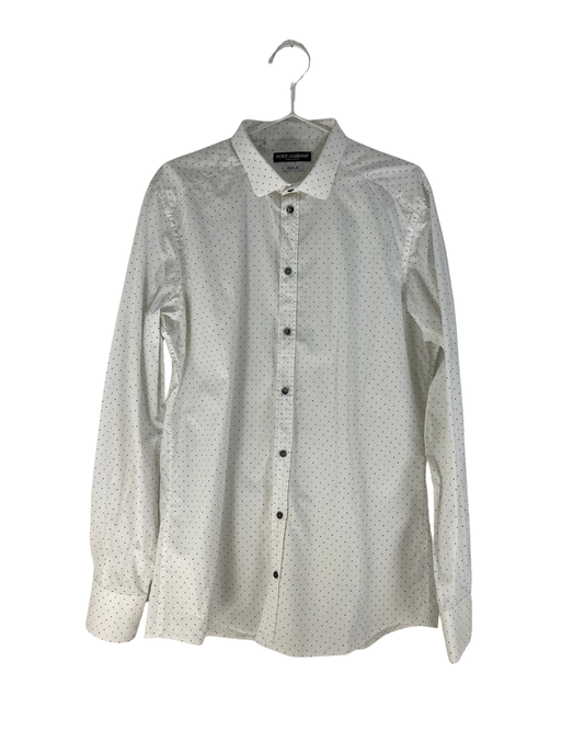 Dolce & Gabbana white polka dot shirt - M