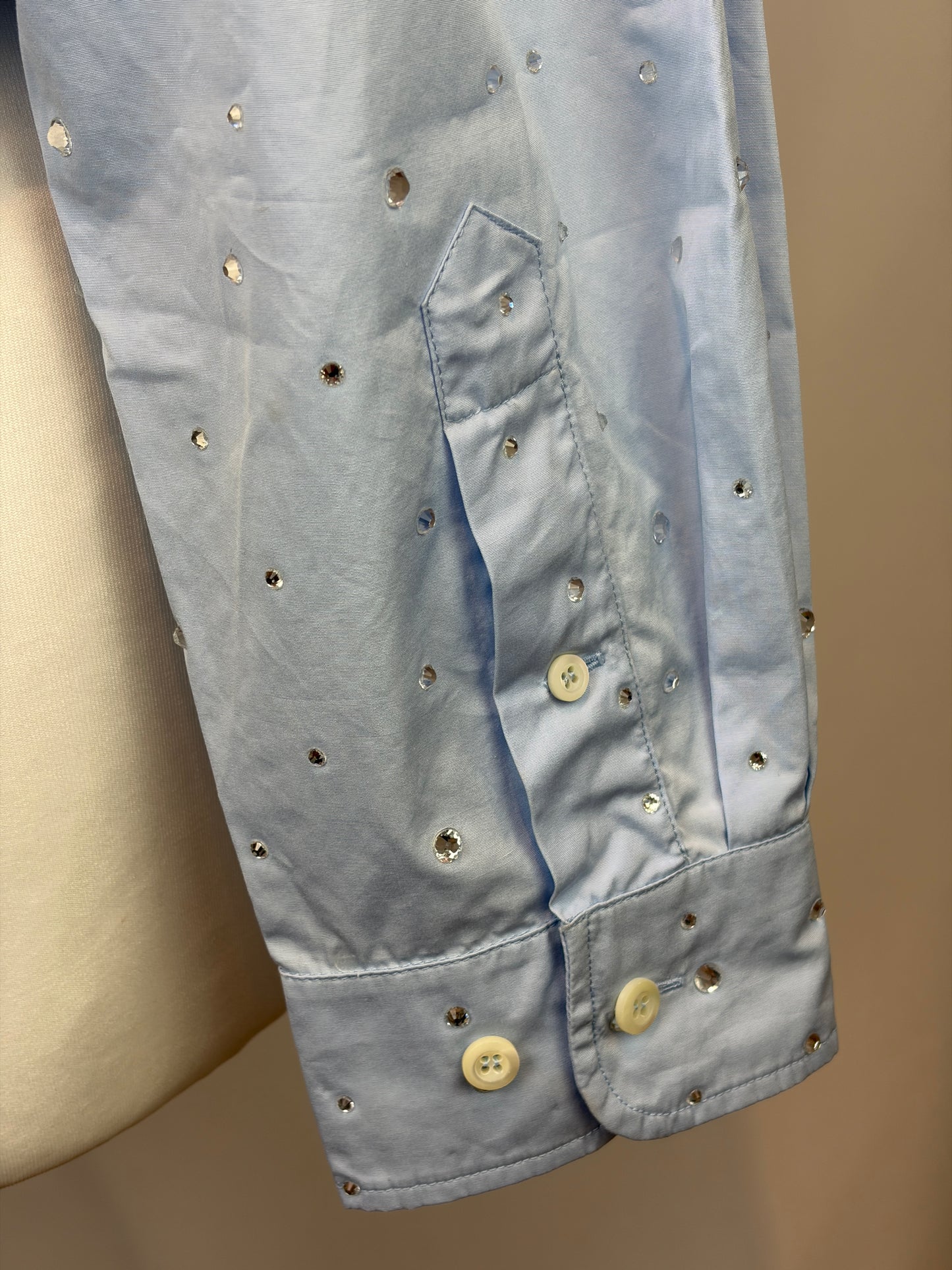 Miu Miu Light Blue Crystal Embellished Shirt - M