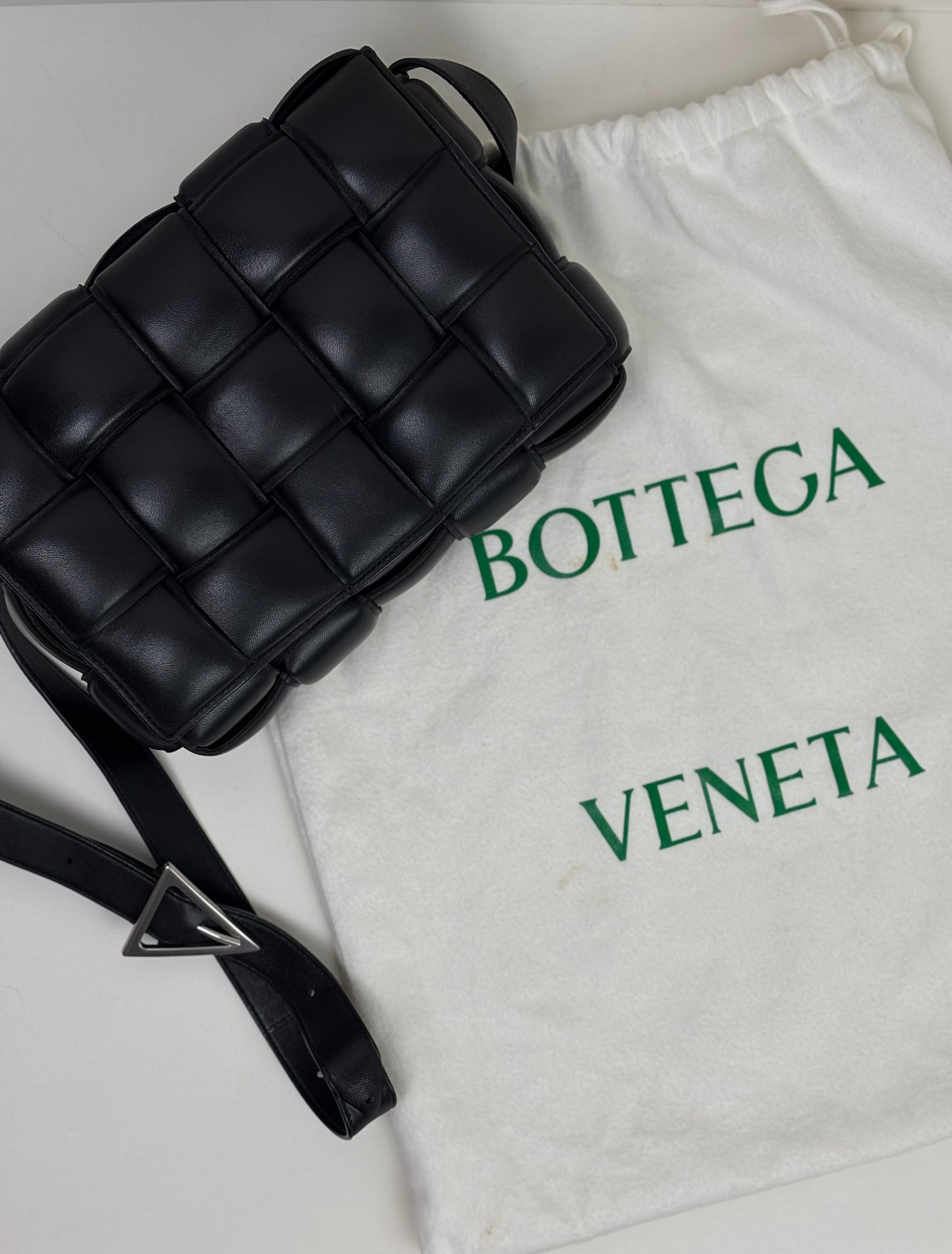 Bottega Veneta Padded Cassette Bag Intrecciato Lambskin Leather Black