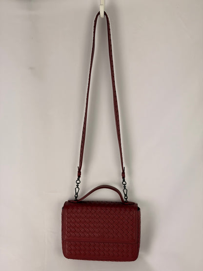 Bottega Veneta Intrecciato Crossbody Bag Burgundy Leather