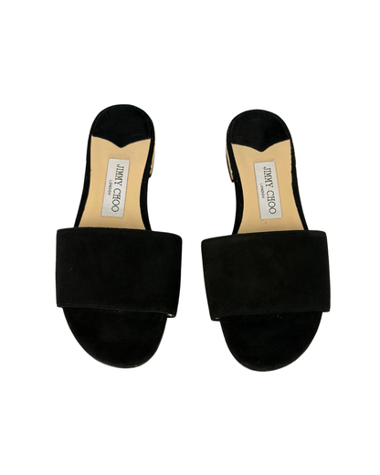 Jimmy Choo Joni Flat Slides Black Suede - 4.5 UK