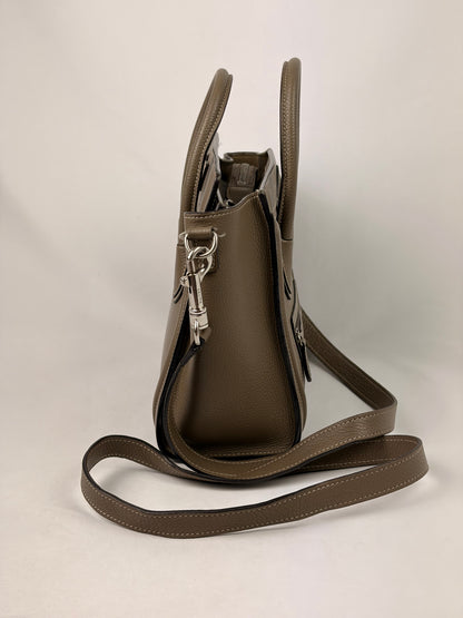 Celine Nano Luggage Tote Taupe Grained Calfskin with Strap