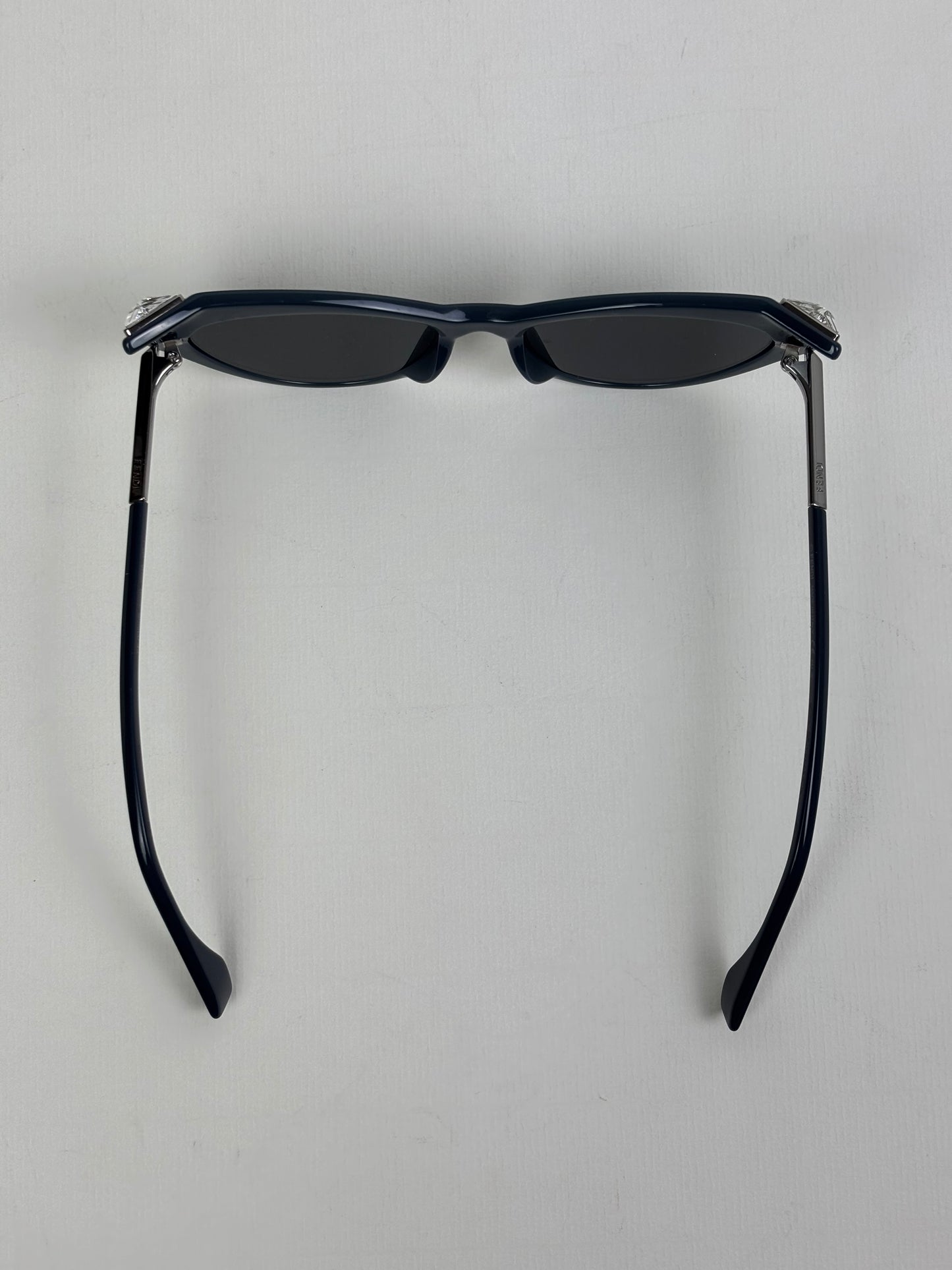 Fendi Iridia Crystal-Embellished Cat-Eye Acetate Sunglasses in Navy Blue