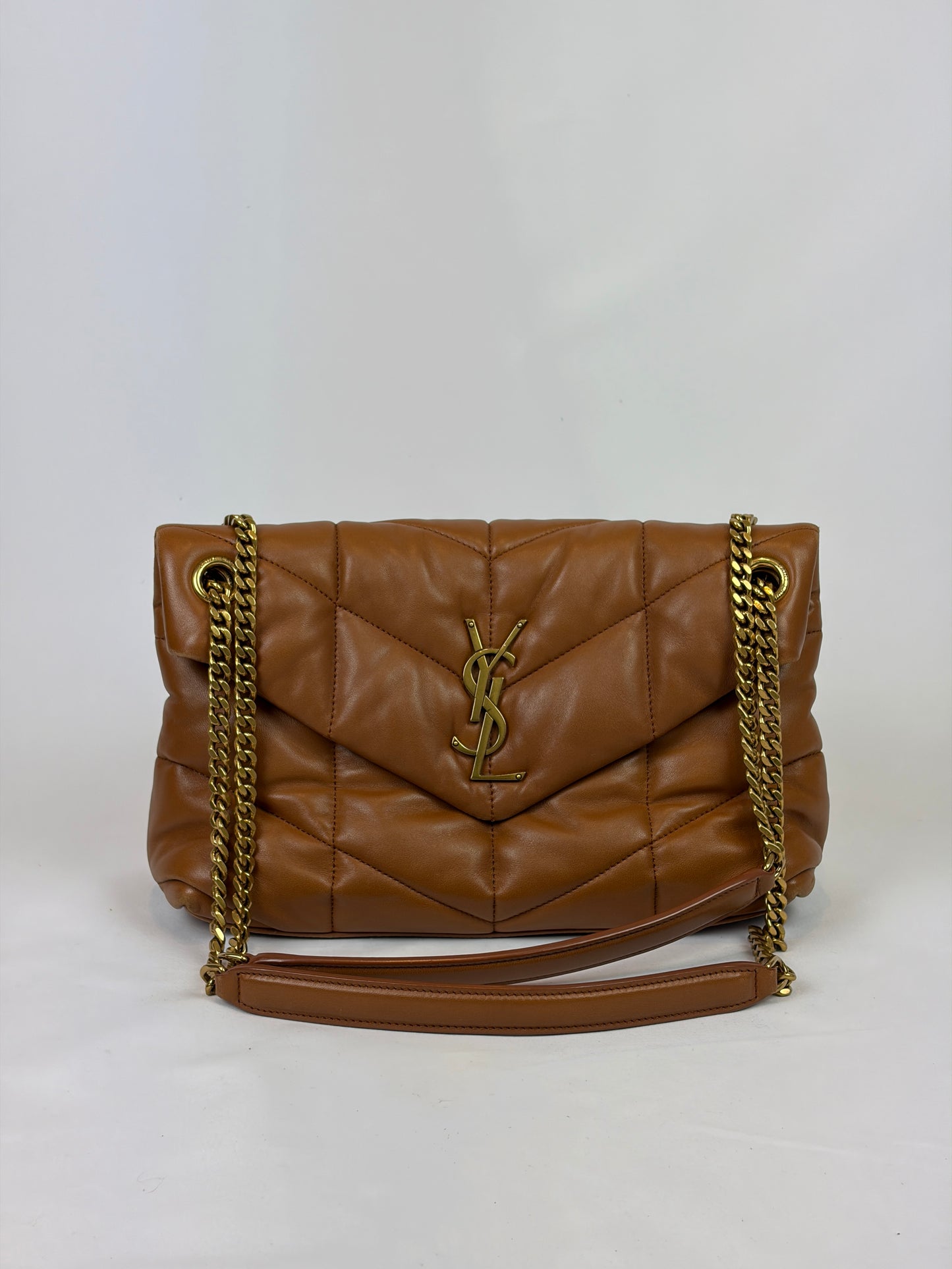 Saint Laurent Loulou puffer camel small bag