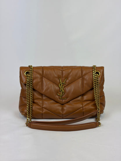 Saint Laurent Loulou puffer camel small bag