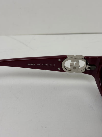 Gucci Oval Interlocking G Sunglasses Burgundy Acetate