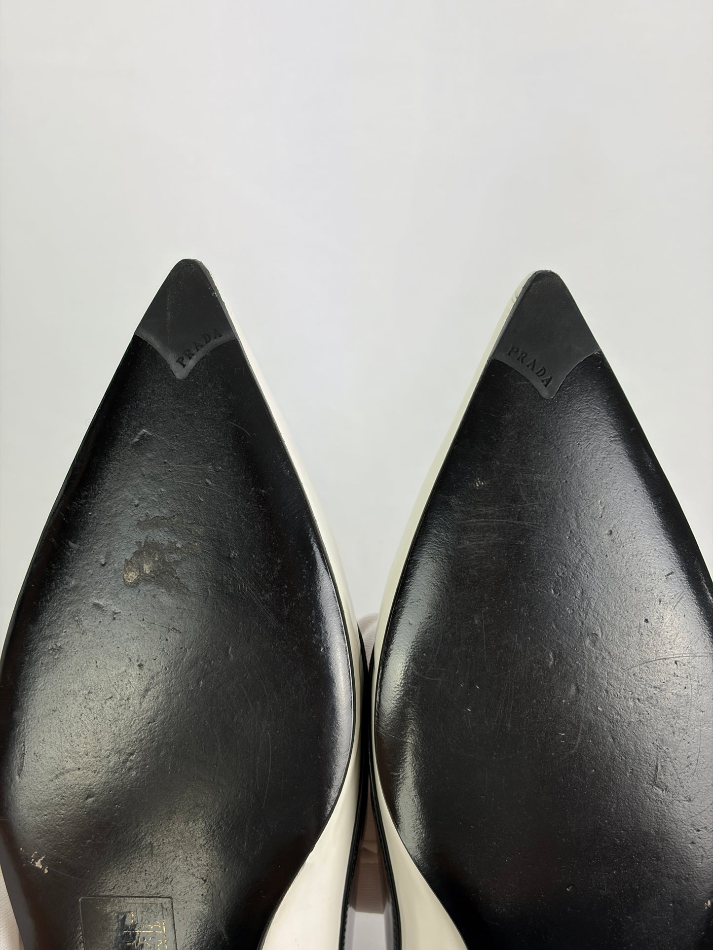 Prada Two-Tone Pointed-Toe Pumps, Black & White Patent Leather - 5.5 UK