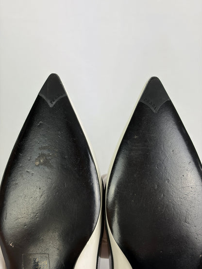Prada Two-Tone Pointed-Toe Pumps, Black & White Patent Leather - 5.5 UK