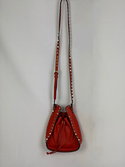 Valentino Garavani Rockstud Small Leather Bucket Bag - orange