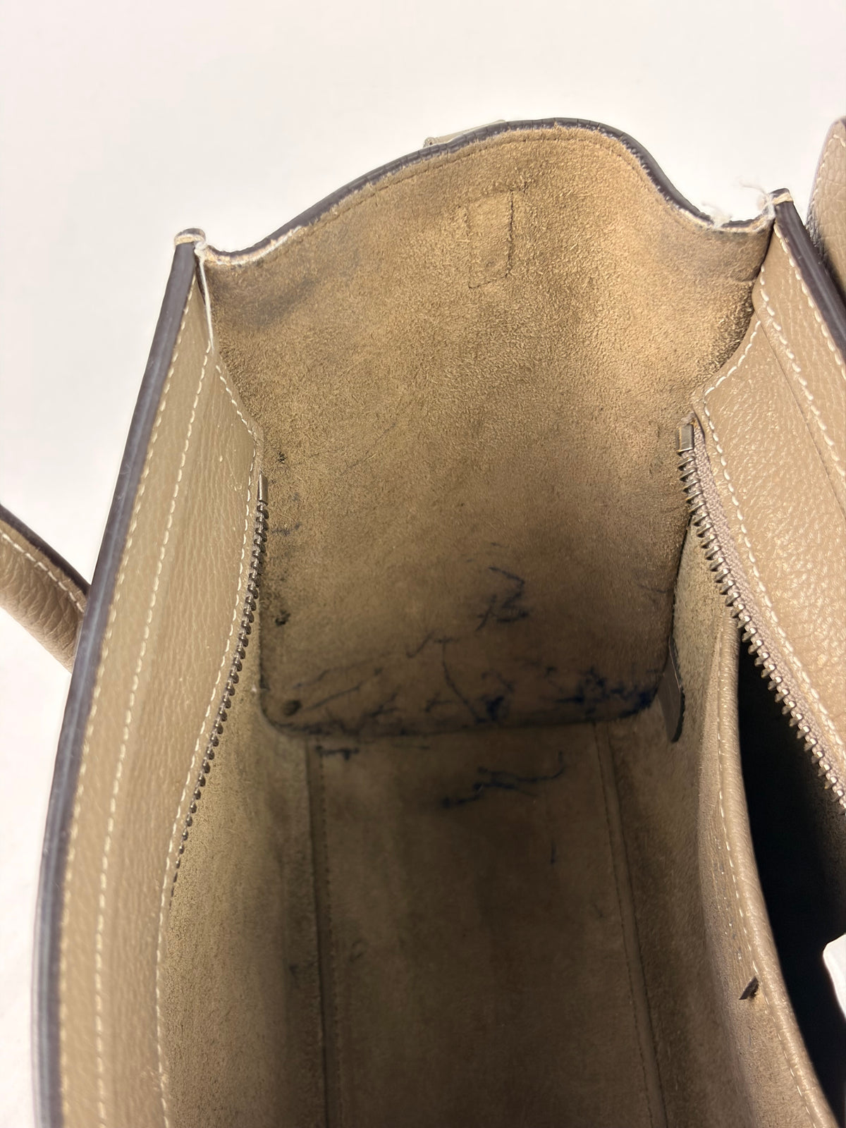 Celine Nano Luggage Tote Taupe Grained Calfskin with Strap