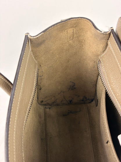 Celine Nano Luggage Tote Taupe Grained Calfskin with Strap