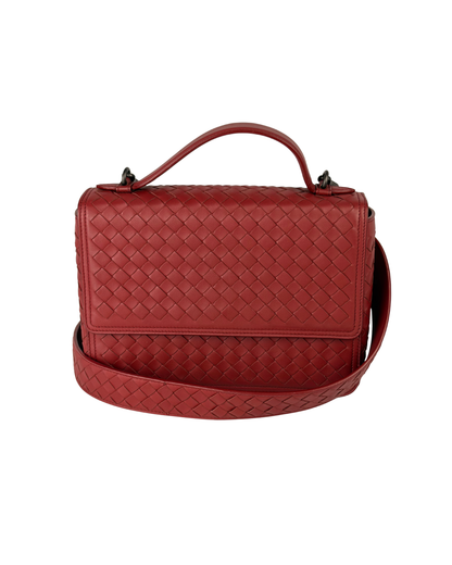 Bottega Veneta Intrecciato Crossbody Bag Burgundy Leather
