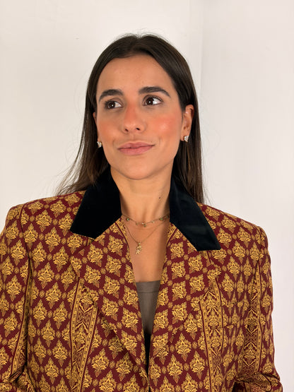 D&G by Dolce & Gabbana Baroque Brocade Blazer with Velvet Collar (vintage) - IT 46