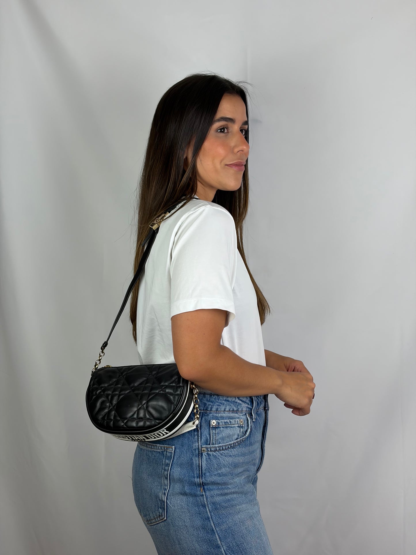 Dior Black Cannage Lambskin Small Dior Vibe Hobo Bag
