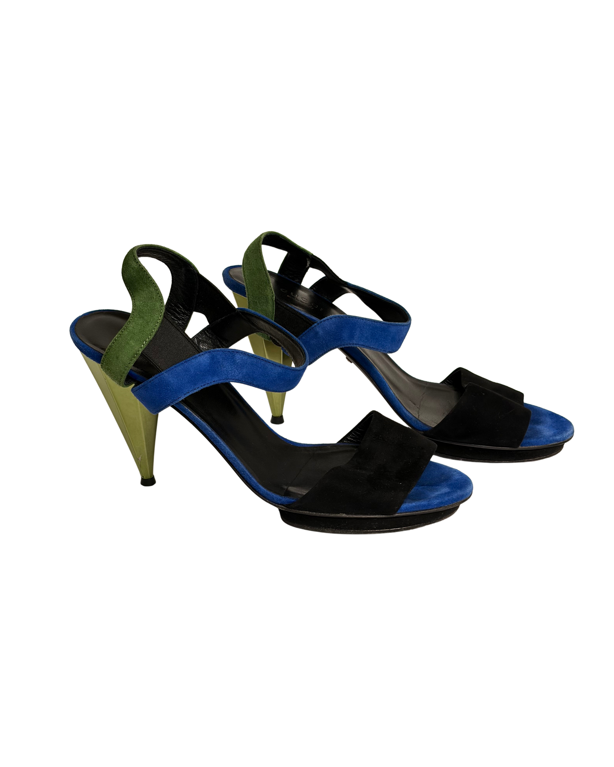 Gucci Eldan Kidskin Suede Cone-Heel Sandals - 5 UK