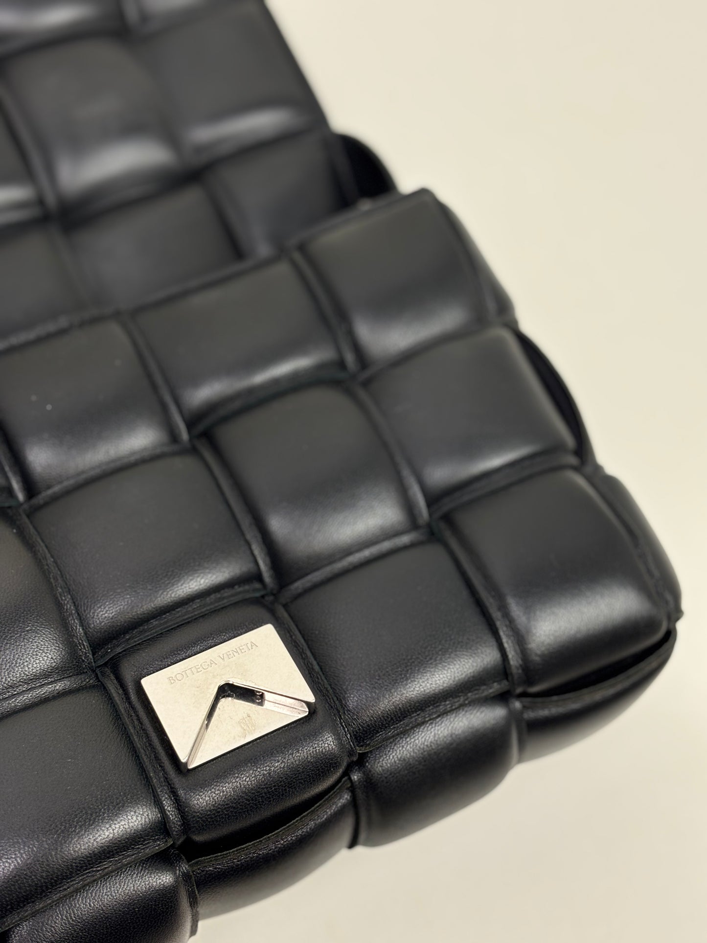 Bottega Veneta Padded Cassette Bag Intrecciato Lambskin Leather Black