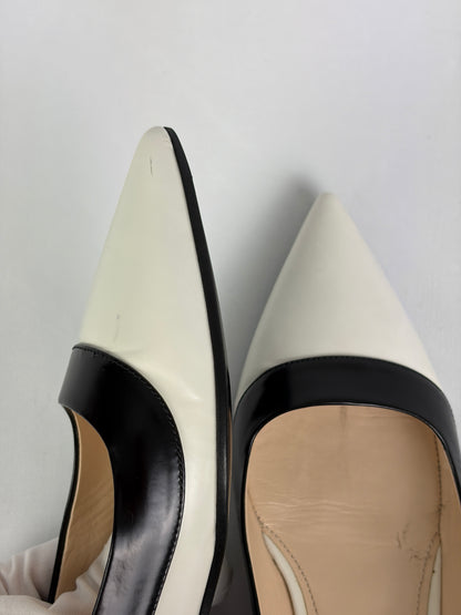 Prada Two-Tone Pointed-Toe Pumps, Black & White Patent Leather - 5.5 UK