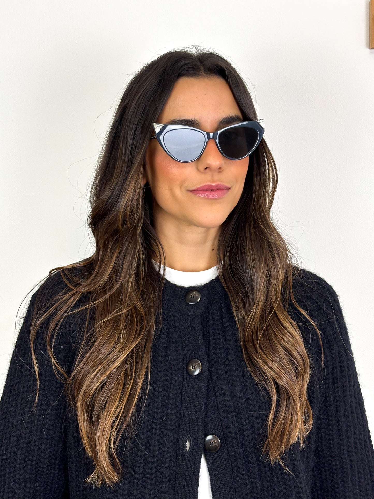 Fendi Iridia Crystal-Embellished Cat-Eye Acetate Sunglasses in Navy Blue