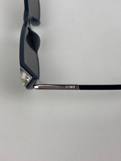 Fendi Iridia Crystal-Embellished Cat-Eye Acetate Sunglasses in Navy Blue