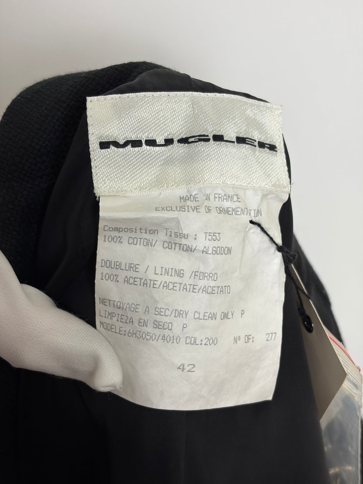 Mugler Black Structured Tailored Jacket - FR 42
