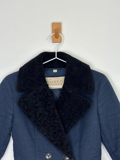 Burberry Brit Sherton Shearling Peacoat Navy Blue - 6 UK