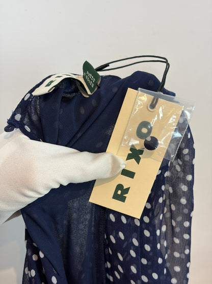 RIXO Navy Polka Dot Midi Dress - XL