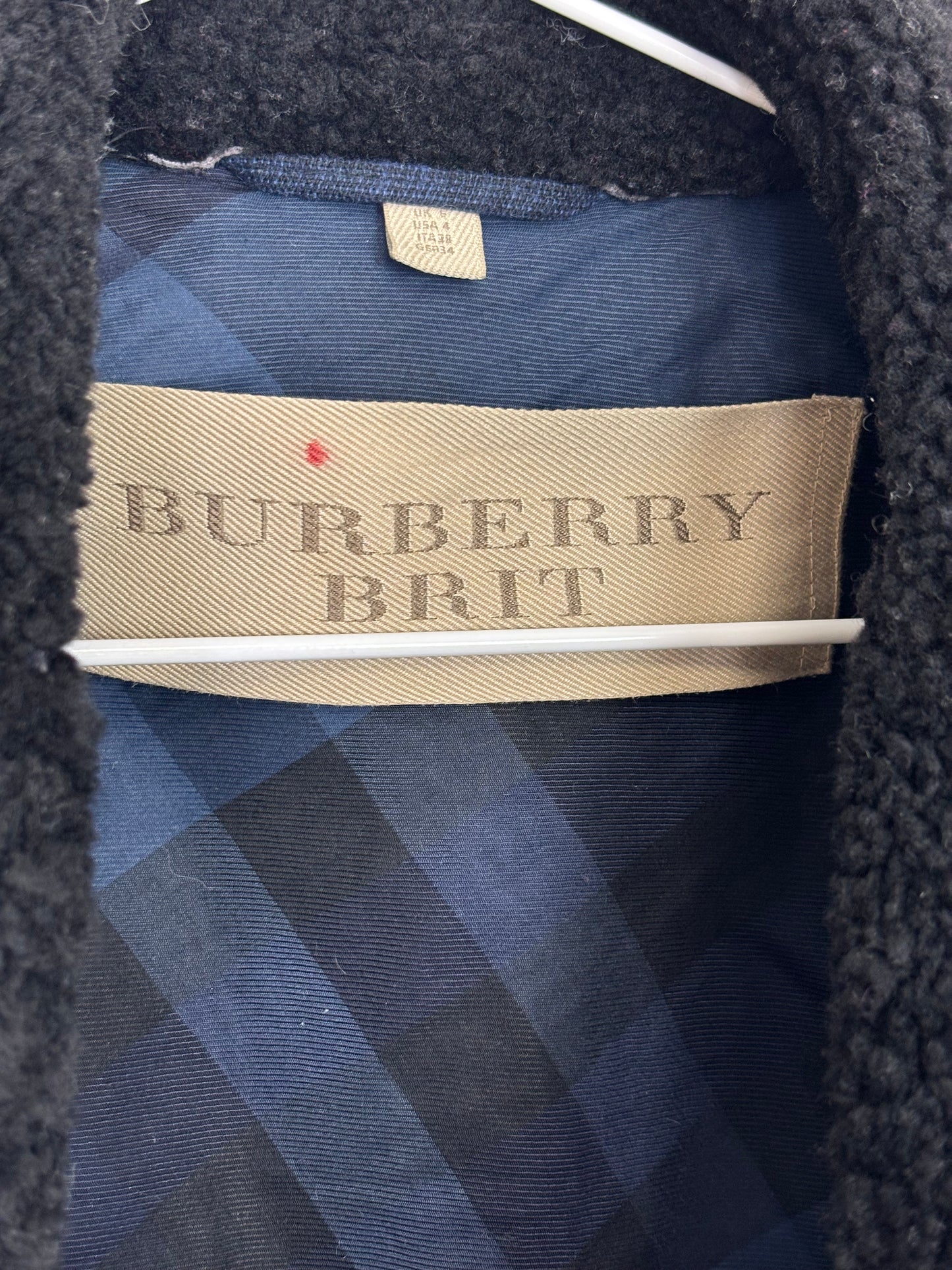 Burberry Brit Sherton Shearling Peacoat Navy Blue - 6 UK