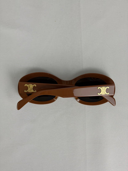 CELINE Triomphe CL40194U Oval Acetate Sunglasses - Brown