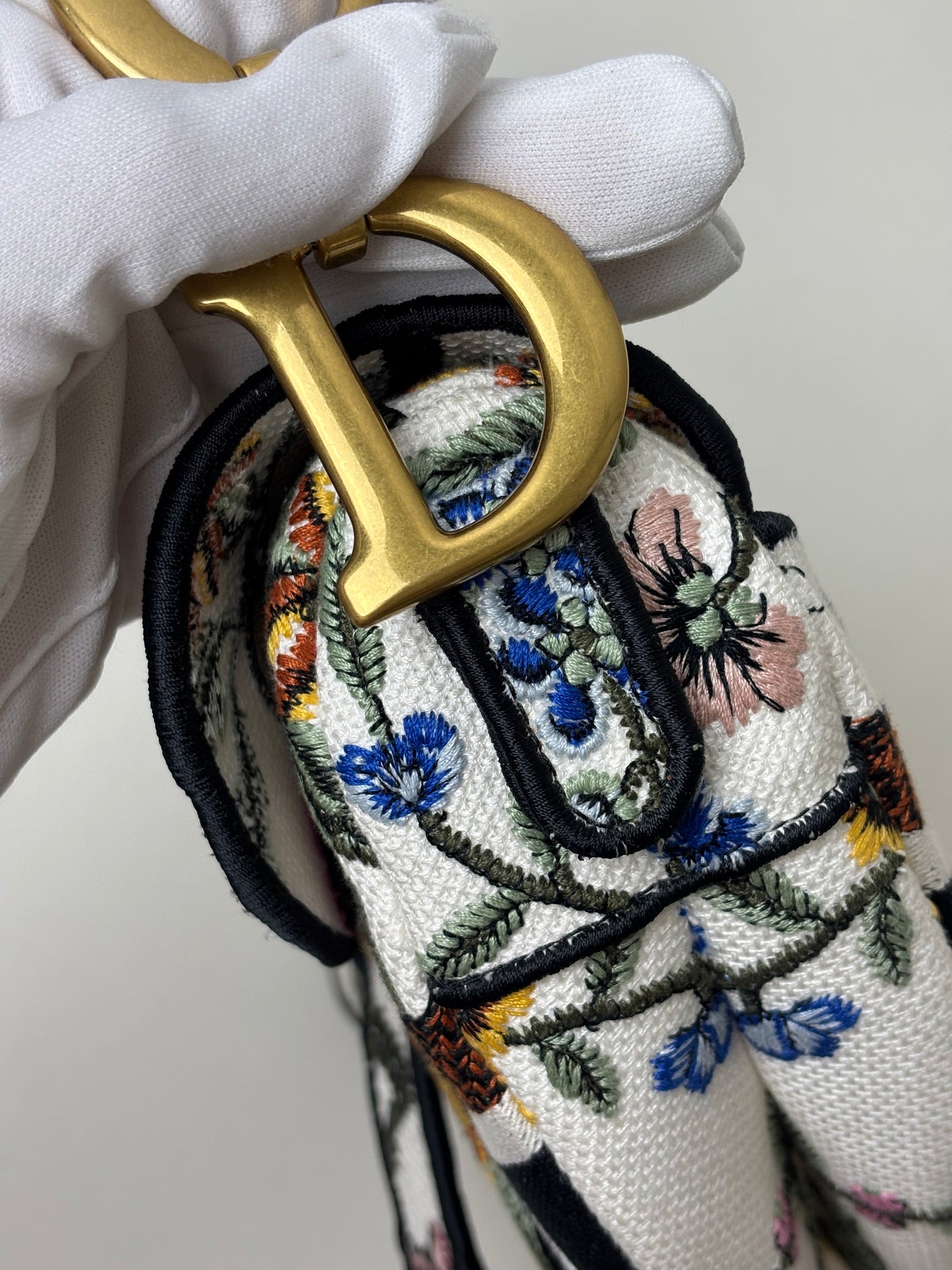 Dior Saddle Bag Multicolor Millefiori Embroidery Canvas Antique Gold Hardware