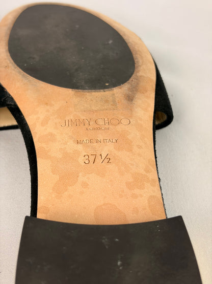 Jimmy Choo Joni Flat Slides Black Suede - 4.5 UK