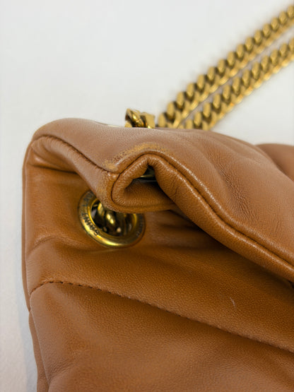Saint Laurent Loulou puffer camel small bag