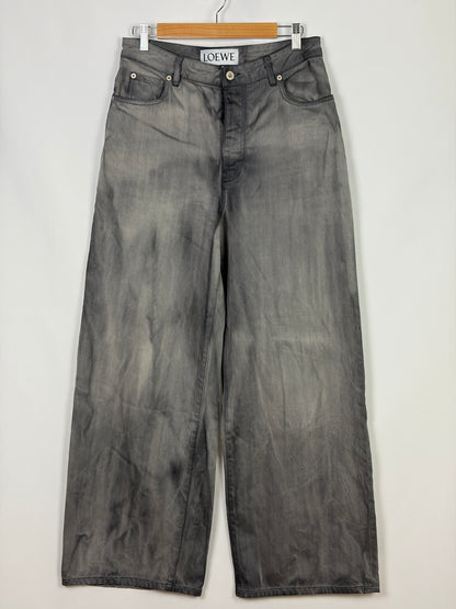 LOEWE Grey Washed Wide-Leg Denim Jeans - 40 EU