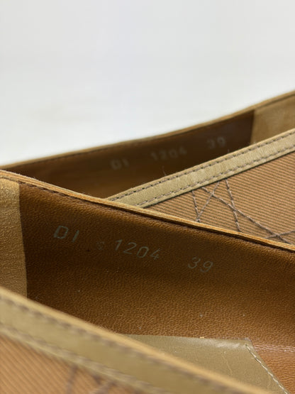 Dior Cannage Beige Pointed Flats with Buckle & Striped Detail - 6 UK