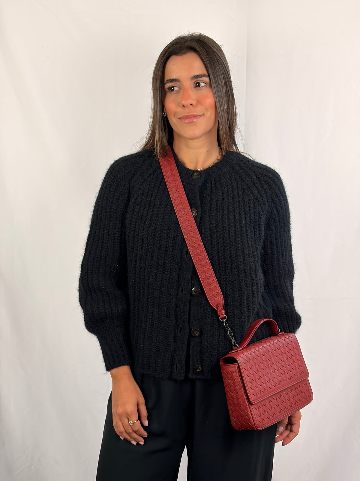 Bottega Veneta Intrecciato Crossbody Bag Burgundy Leather