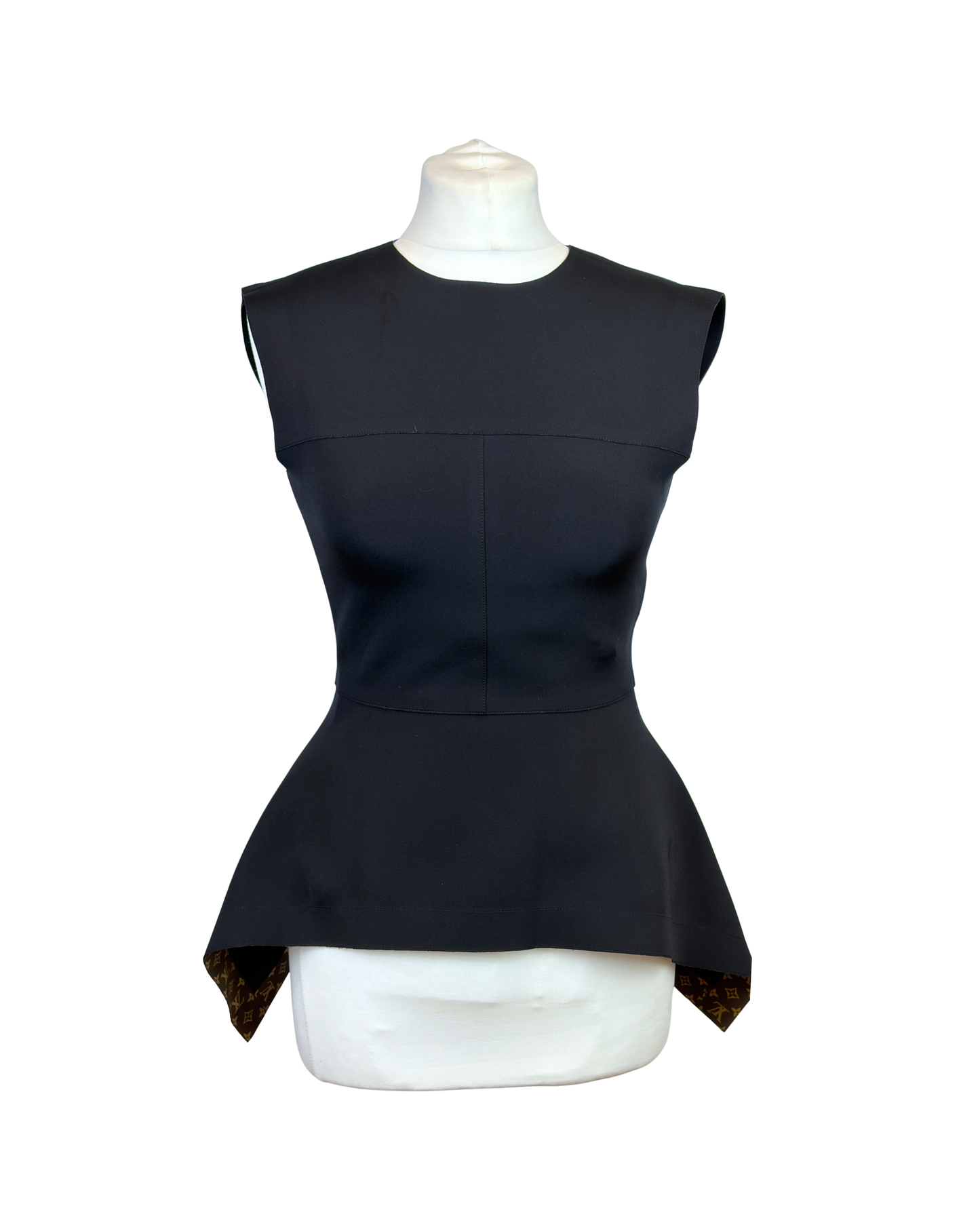 Louis Vuitton Black Polyamide Elastane Peplum Top - 8 UK / S