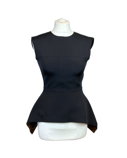 Louis Vuitton Black Polyamide Elastane Peplum Top - 8 UK / S