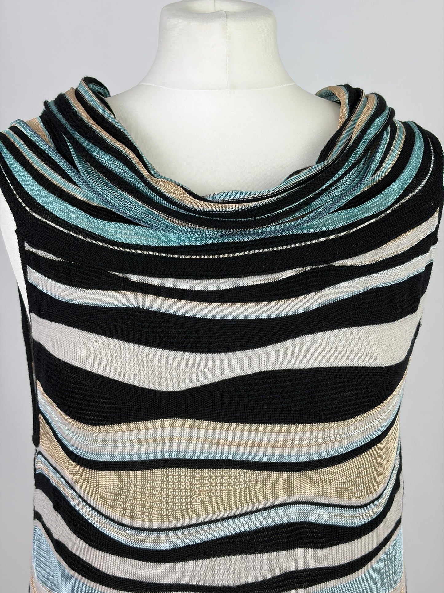M Missoni Multicolour Stripe Sleeveless Knit Dress - 14 UK