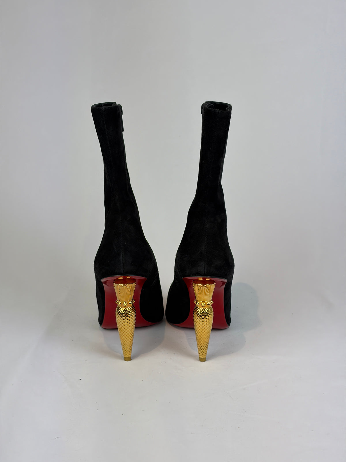 Christian Louboutin Black Suede Pointed-Toe Ankle Boots - 5.5 UK
