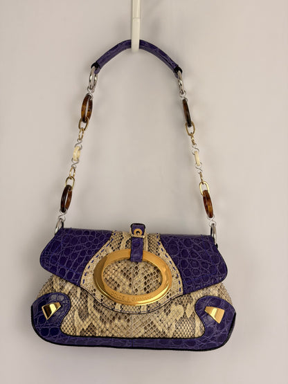 Dolce & Gabbana snakeskin shoulder bag in purple and beige