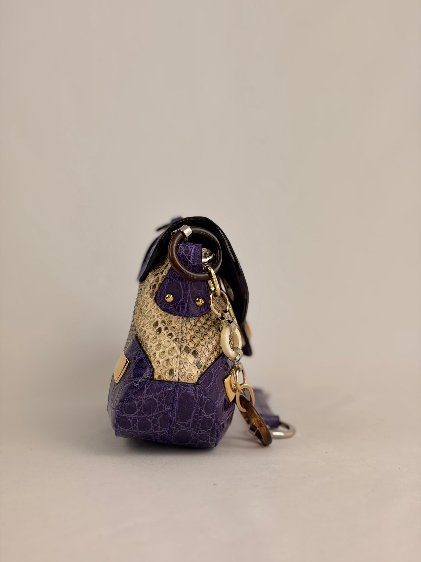 Dolce & Gabbana snakeskin shoulder bag in purple and beige