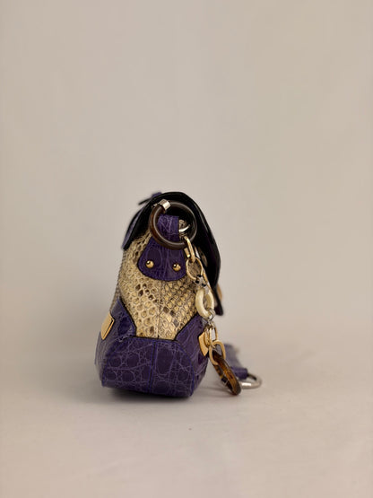 Dolce & Gabbana snakeskin shoulder bag in purple and beige