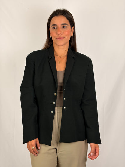 Mugler Black Structured Tailored Jacket - FR 42